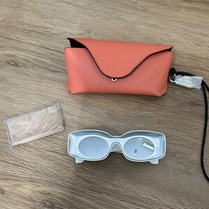 Loewe Silver and White Sunglasses with Coral Case